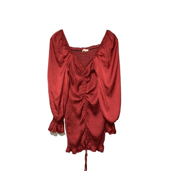 Blush J Women's Burgundy Red Long Sleeve Mini Dress Size Large - Picture 1 of 13